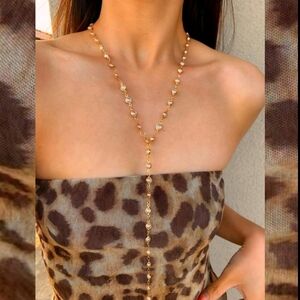 NWT Vintage Style Pearl Gold-Plated Station Y-Shape Necklace